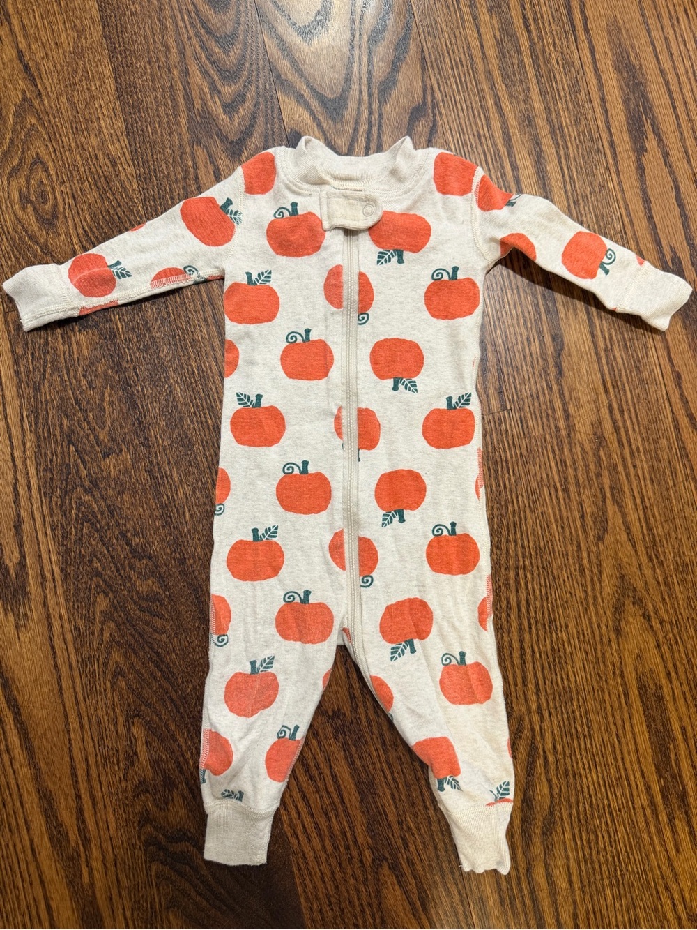 Hanna Andersson Cream and Orange Pumpkin Print One-Piece